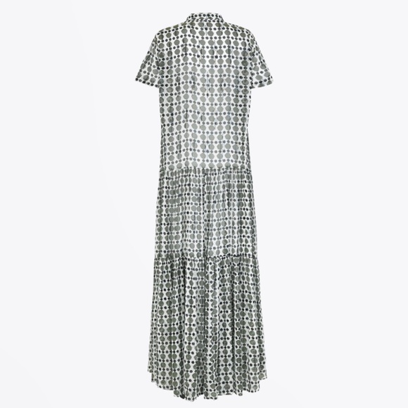 Munthe Evelyn Khaki Polka Dot Print Silk-Chiffon Shirt Maxi Dress Size 34 - Picture 8 of 13